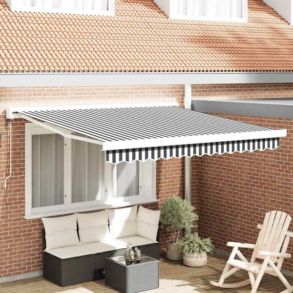 Auvent rétractable anthracite/blanc 3x2,5 m tissu et aluminium