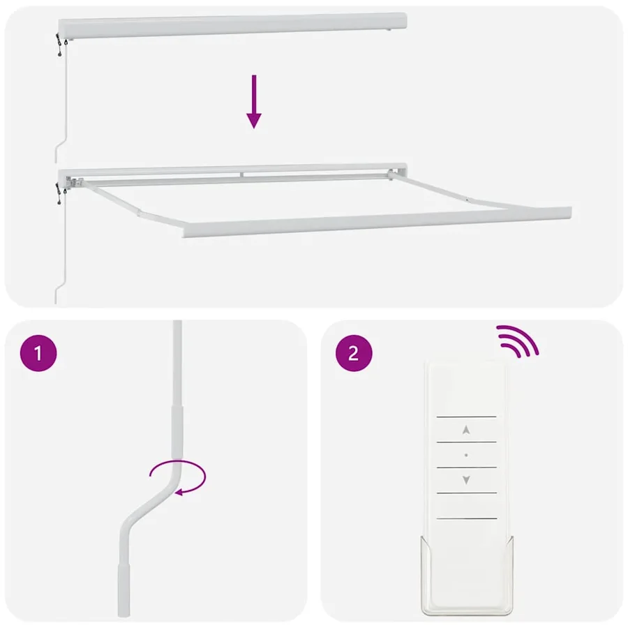 Auvent rétractable anthracite/blanc 3x2,5 m tissu et aluminium - 12
