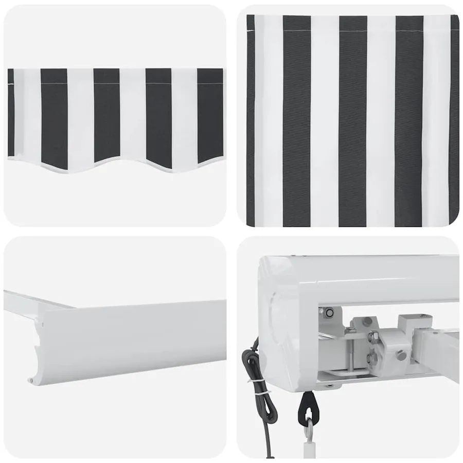 Auvent rétractable anthracite/blanc 3x2,5 m tissu et aluminium - 9