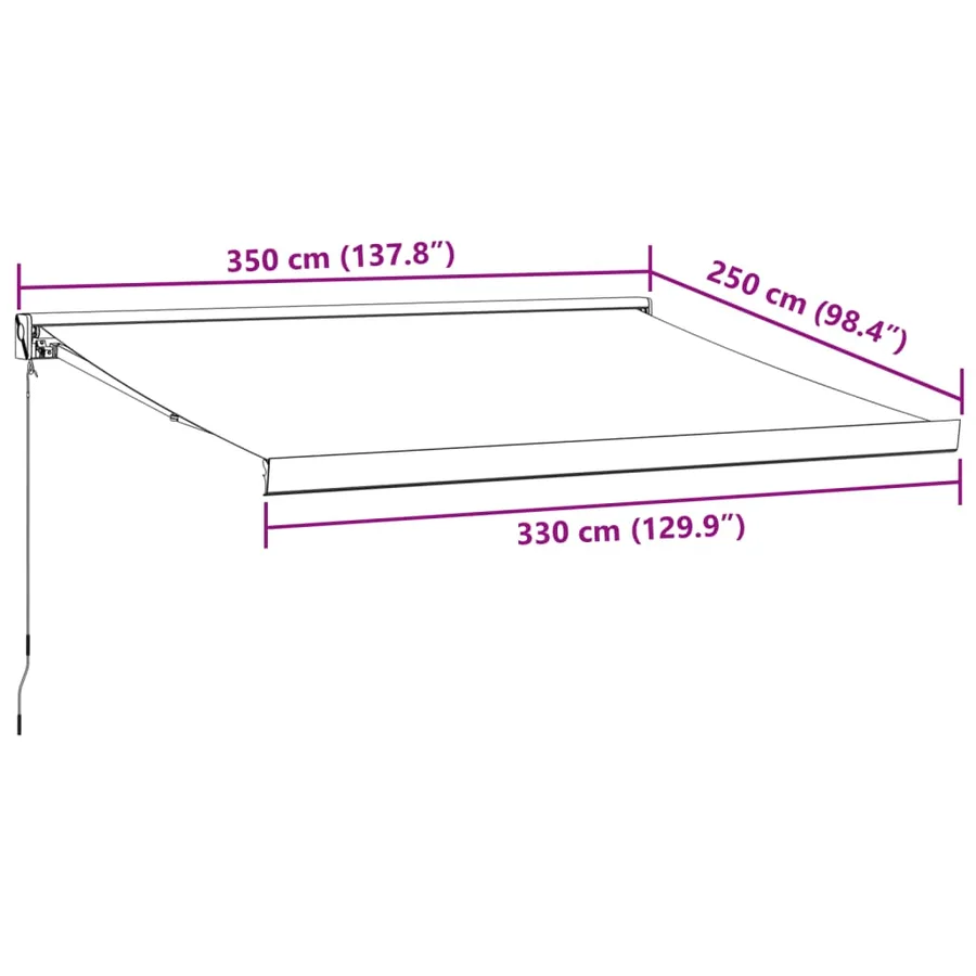 Auvent manuel rétractable bordeaux 350x250 cm - 9