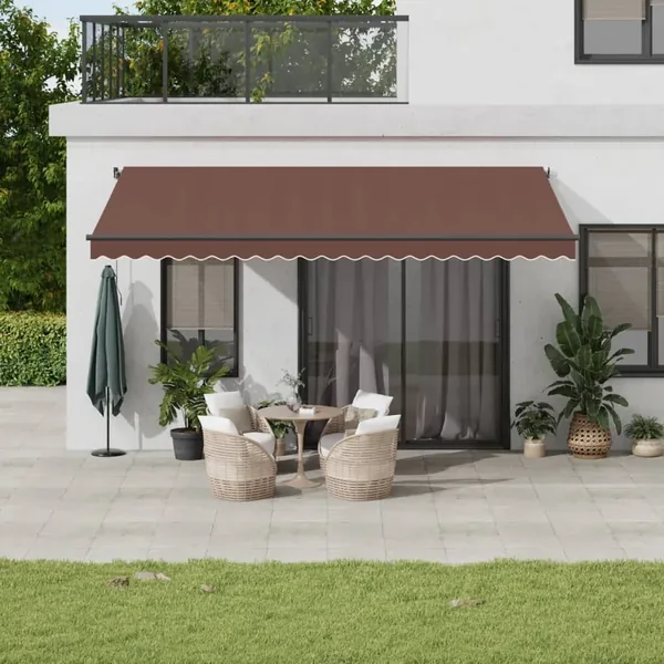 Auvent rétractable automatique avec LED marron 500x350 cm