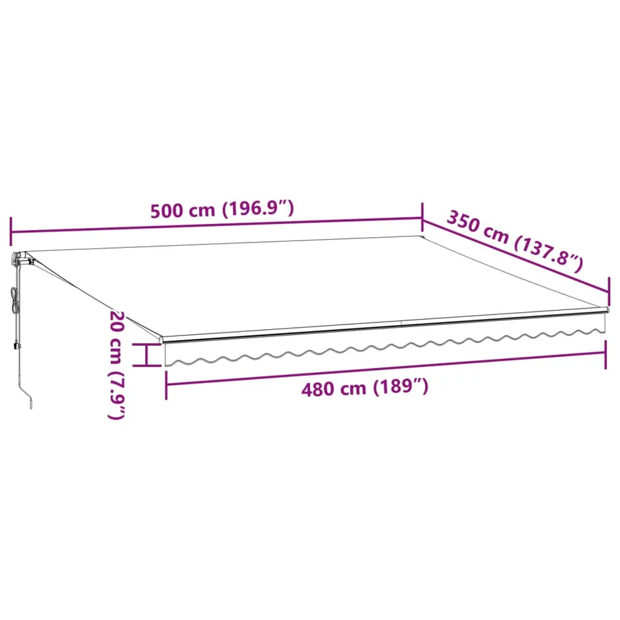 Auvent rétractable automatique avec LED marron 500x350 cm - 13