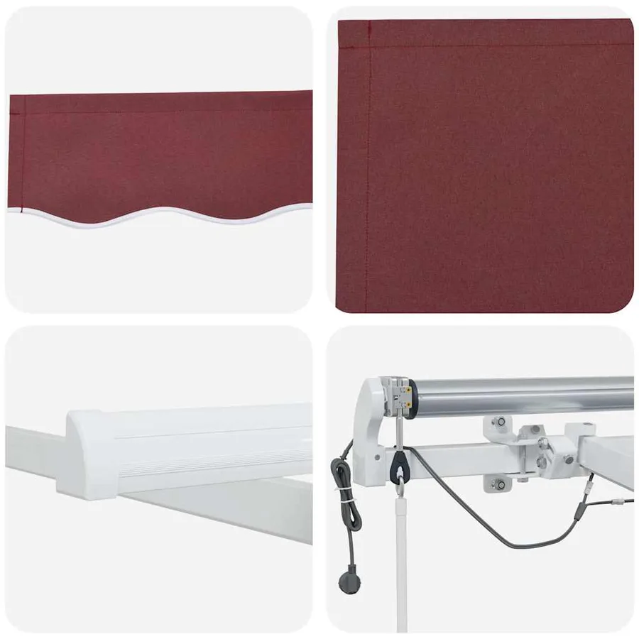Auvent rétractable automatique avec LED bordeaux 600x300 cm - 12