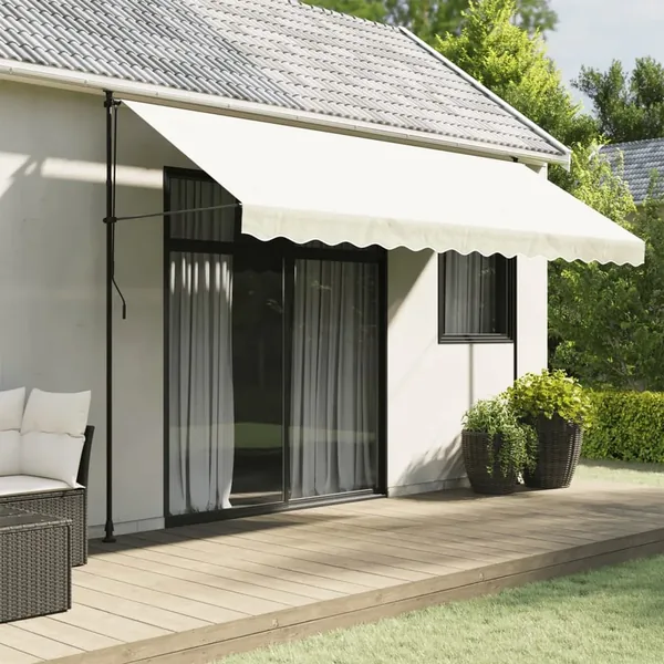 Tissu de remplacement de cantonnière d’auvent rayure crème 4 m