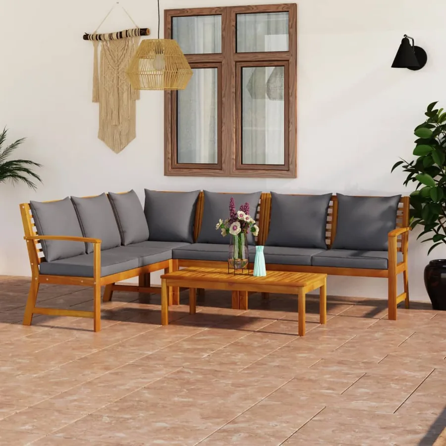 Garden lounge set 5 pcs with cushion Solid acacia wood