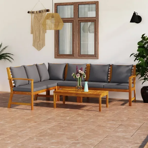 Garden lounge set 5 pcs with cushion Solid acacia wood