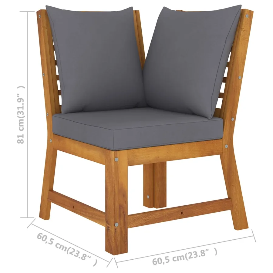 Salon de jardin 5 pcs avec coussin Bois d'acacia solide - 13