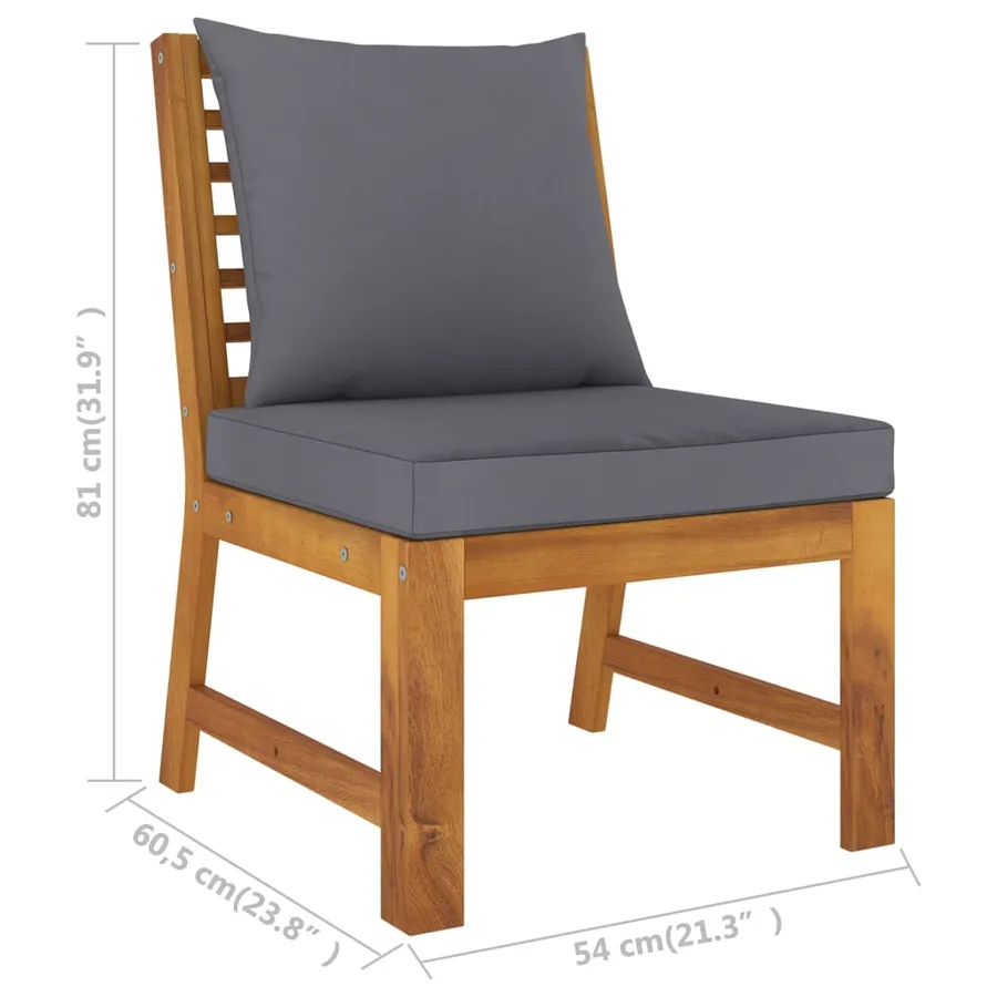 Salon de jardin 5 pcs avec coussin Bois d'acacia solide - 14