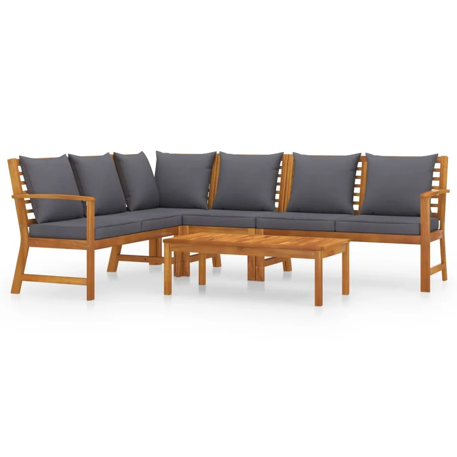 Garden lounge set 5 pcs with cushion Solid acacia wood - 2