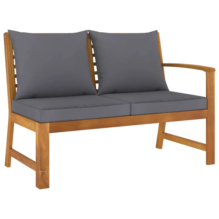 Salon de jardin 5 pcs avec coussin Bois d'acacia solide - 5