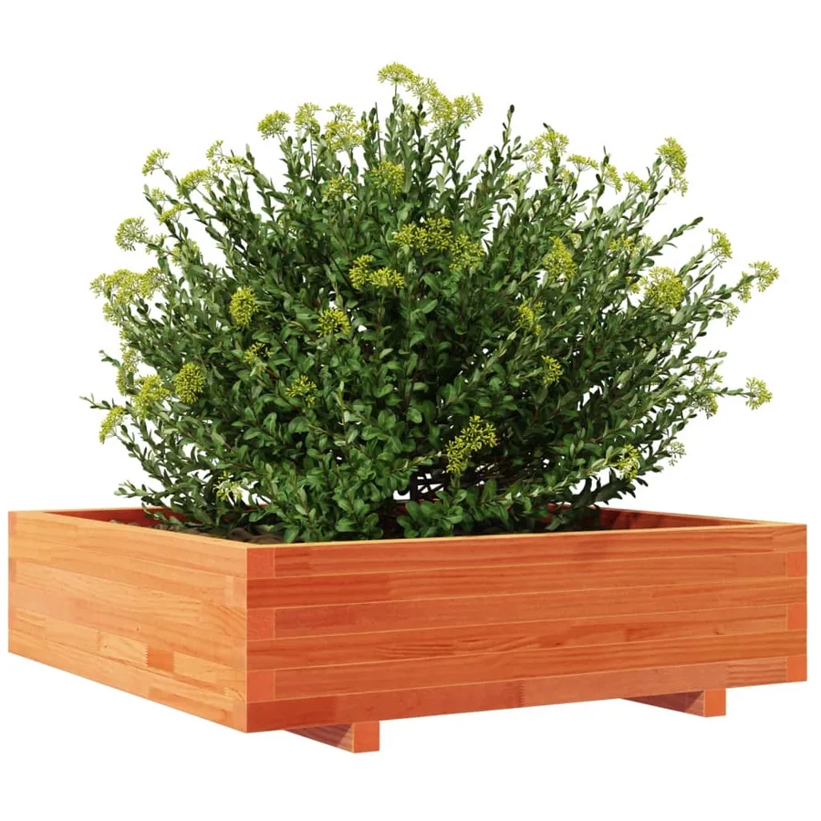 Jardinière cire marron 90x90x26,5 cm bois de pin massif - 4