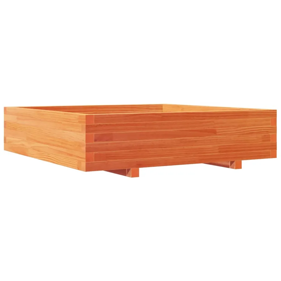 Jardinière cire marron 100x100x26,5 cm bois de pin massif - 2