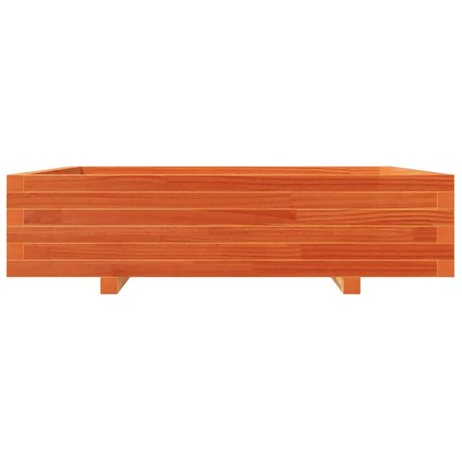 Jardinière cire marron 100x100x26,5 cm bois de pin massif - 5