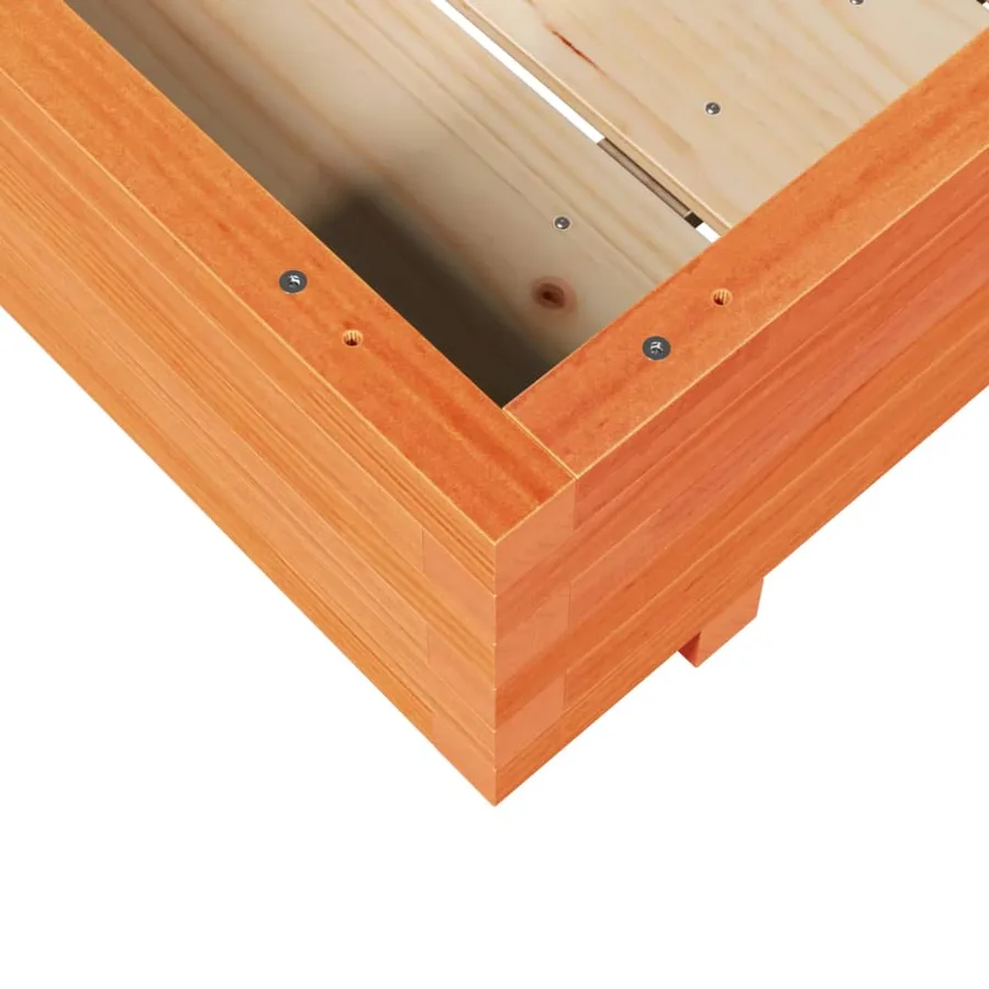 Jardinière cire marron 100x100x26,5 cm bois de pin massif - 8