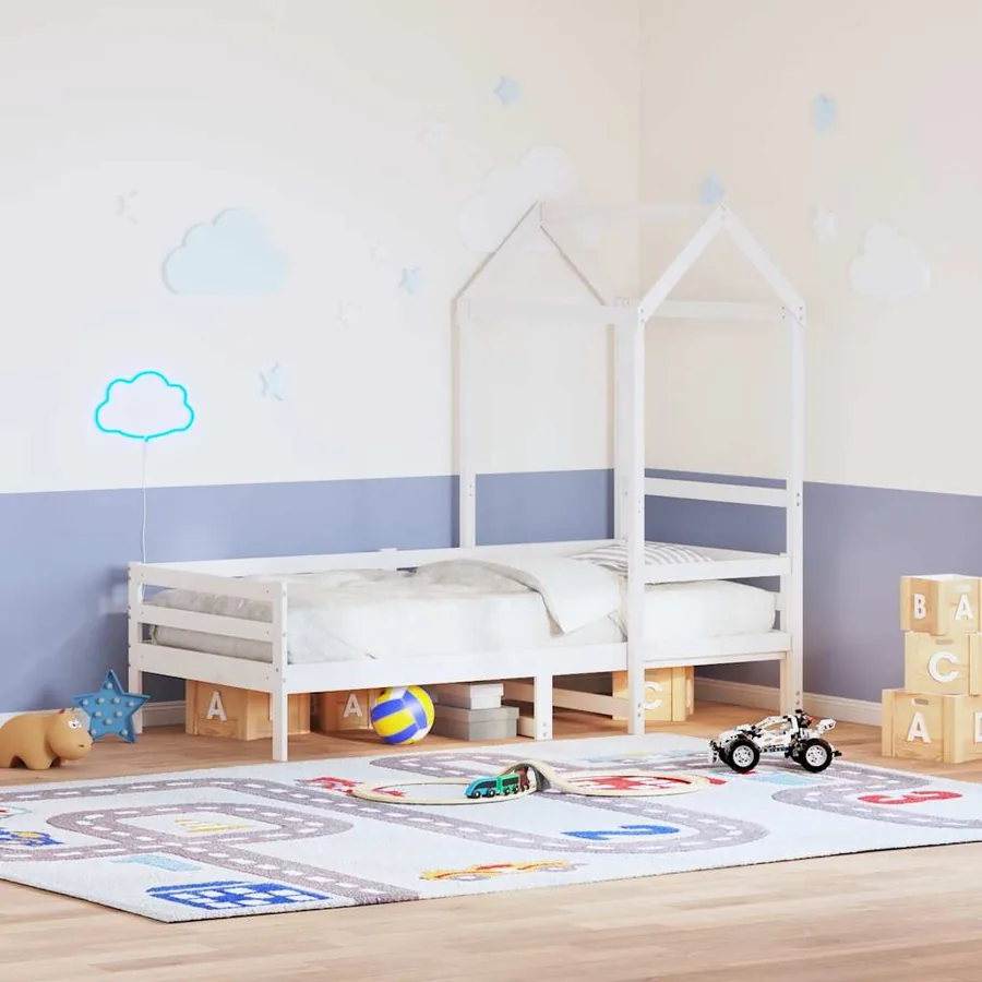 Toit de lit pour enfants blanc 98x70x176,5cm bois de pin massif