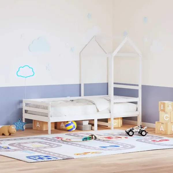 Toit de lit pour enfants blanc 98x70x176,5cm bois de pin massif