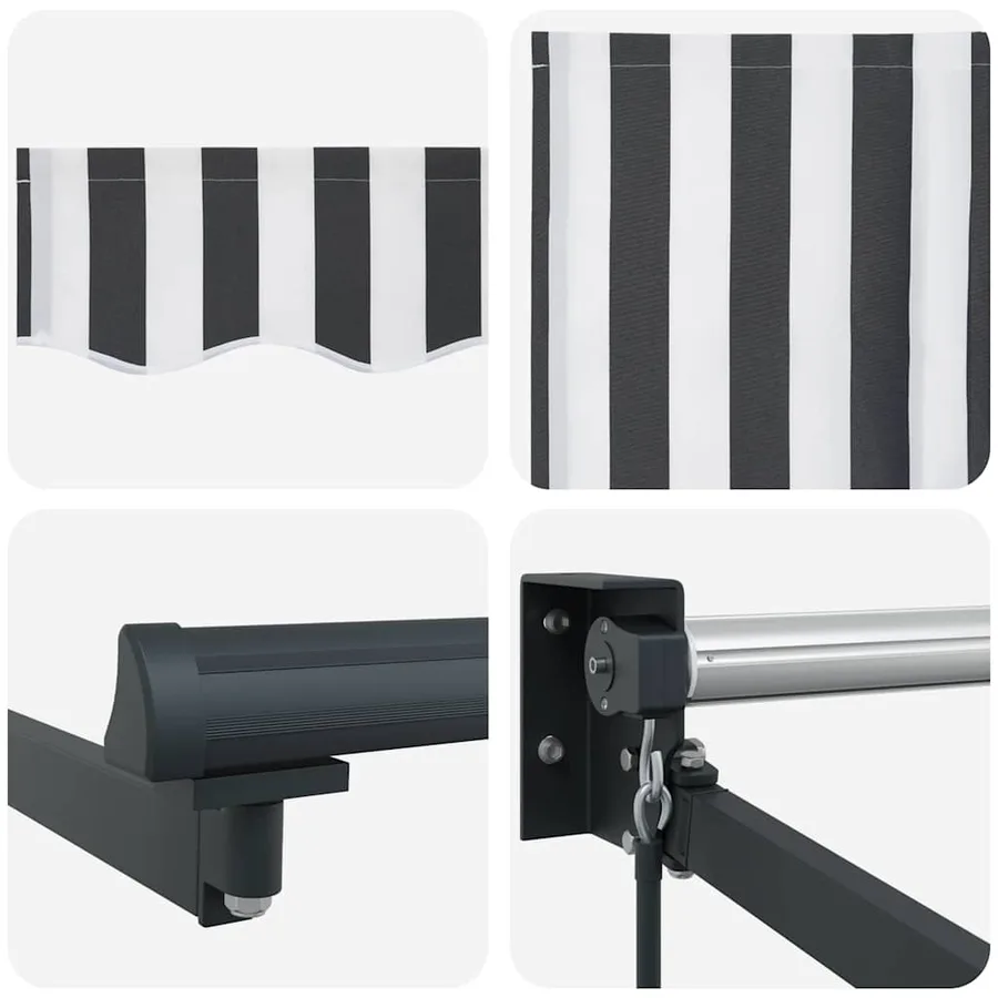 Auvent rétractable anthracite et blanc 5x3 m tissu et aluminium - 9