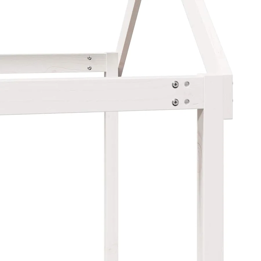 Lit haut sans matelas blanc 90x190 cm bois de pin massif - 10