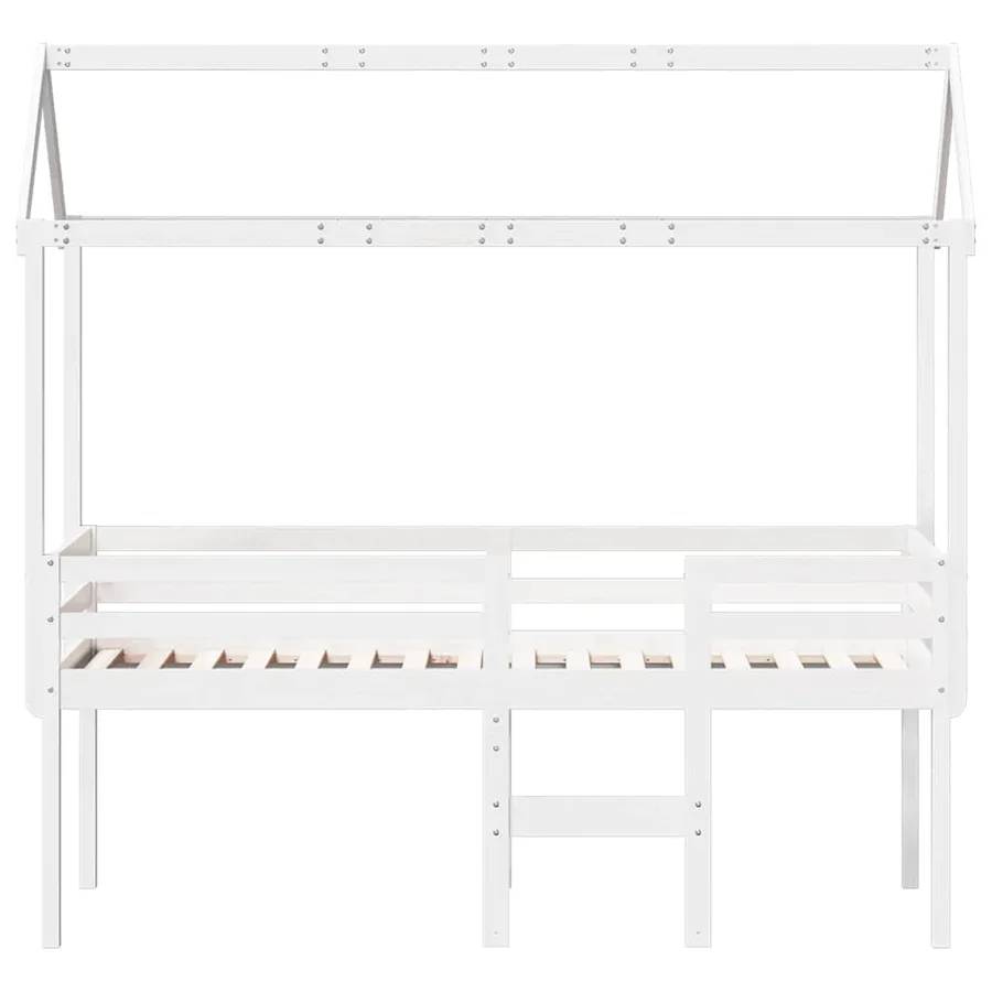 Lit haut sans matelas blanc 90x190 cm bois de pin massif - 4