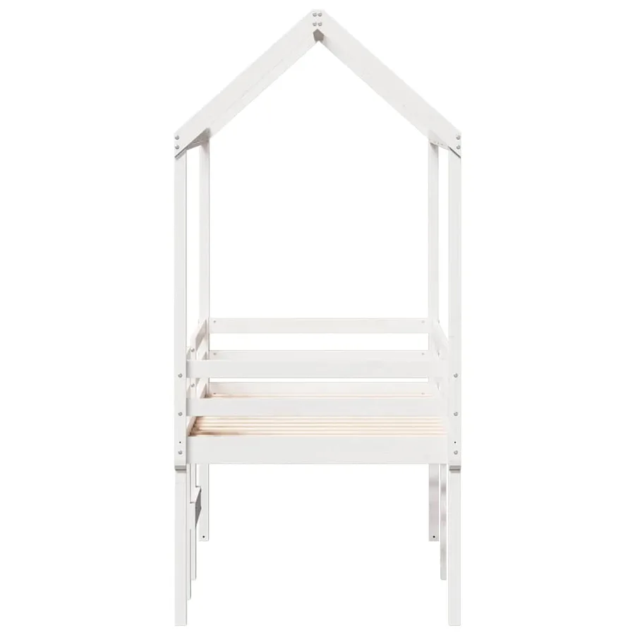 Lit haut sans matelas blanc 90x190 cm bois de pin massif - 7