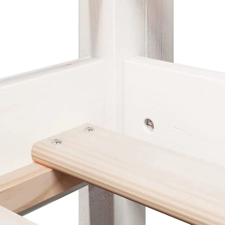 Lit haut sans matelas blanc 90x190 cm bois de pin massif - 9
