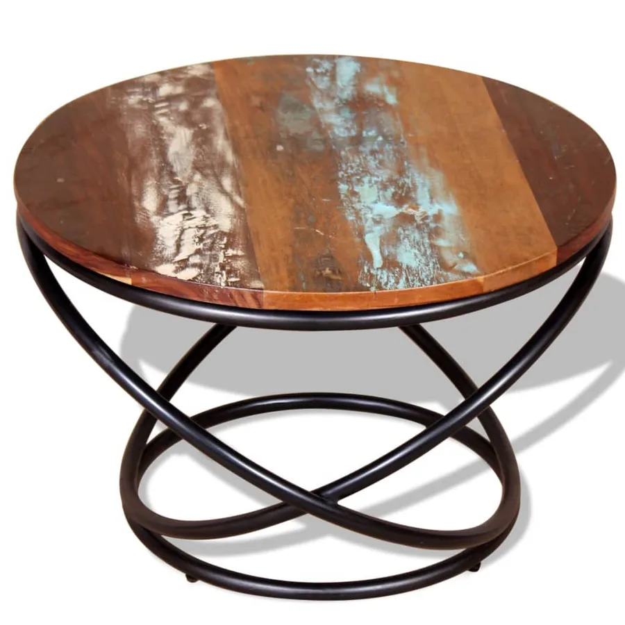 Table basse Bois de récupération massif 60x60x40 cm - 4
