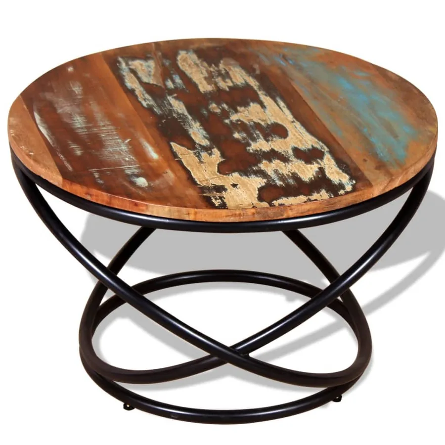 Table basse Bois de récupération massif 60x60x40 cm - 5