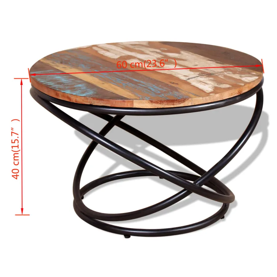 Table basse Bois de récupération massif 60x60x40 cm - 9