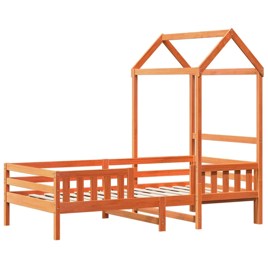Cadre de lit avec toit sans matelas cire marron 75x190 cm - 3