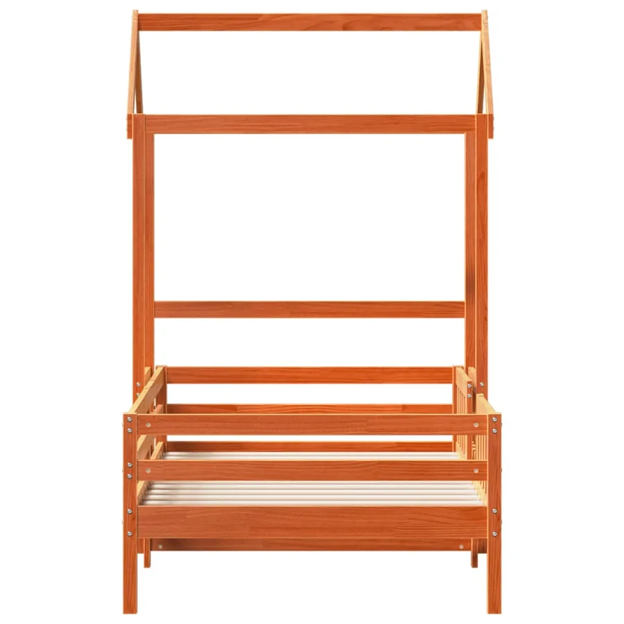 Cadre de lit avec toit sans matelas cire marron 75x190 cm - 6