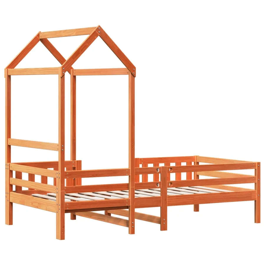 Cadre de lit avec toit sans matelas cire marron 75x190 cm - 8
