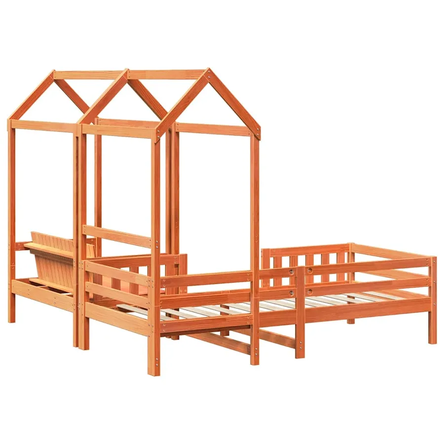 Ensemble de lit et de banc avec toit sans matelas 75x190 cm - 9
