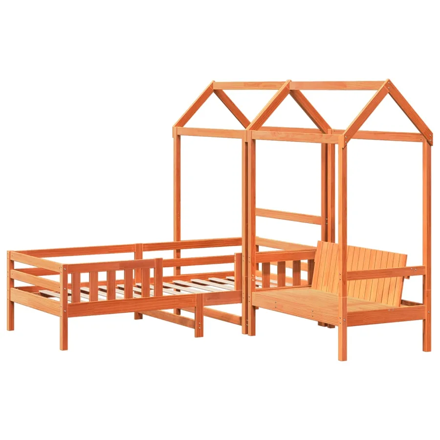 Ensemble de lit et de banc avec toit sans matelas 80x200 cm - 3