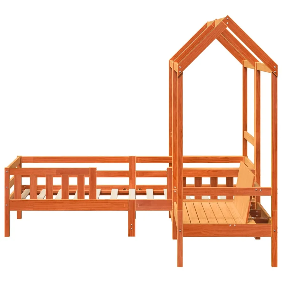 Ensemble de lit et de banc avec toit sans matelas 80x200 cm - 8