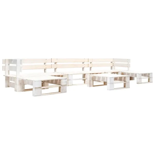 Pallet garden lounge set 6 pcs Wood White