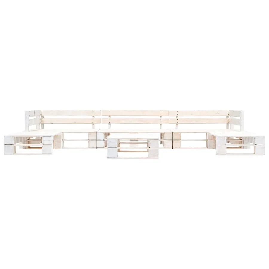 Salon de jardin palette 6 pcs Bois Blanc - 2