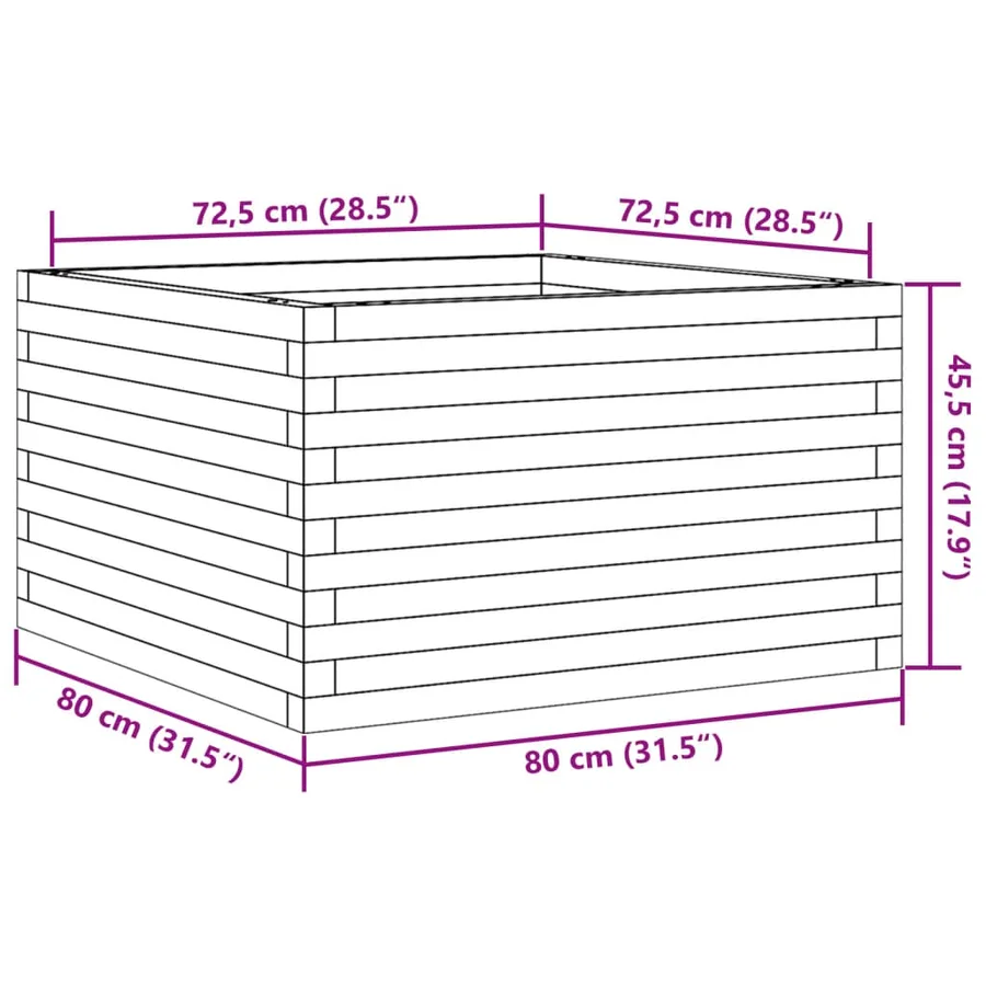 Jardinière blanc 80x80x45,5 cm bois de pin massif - 10