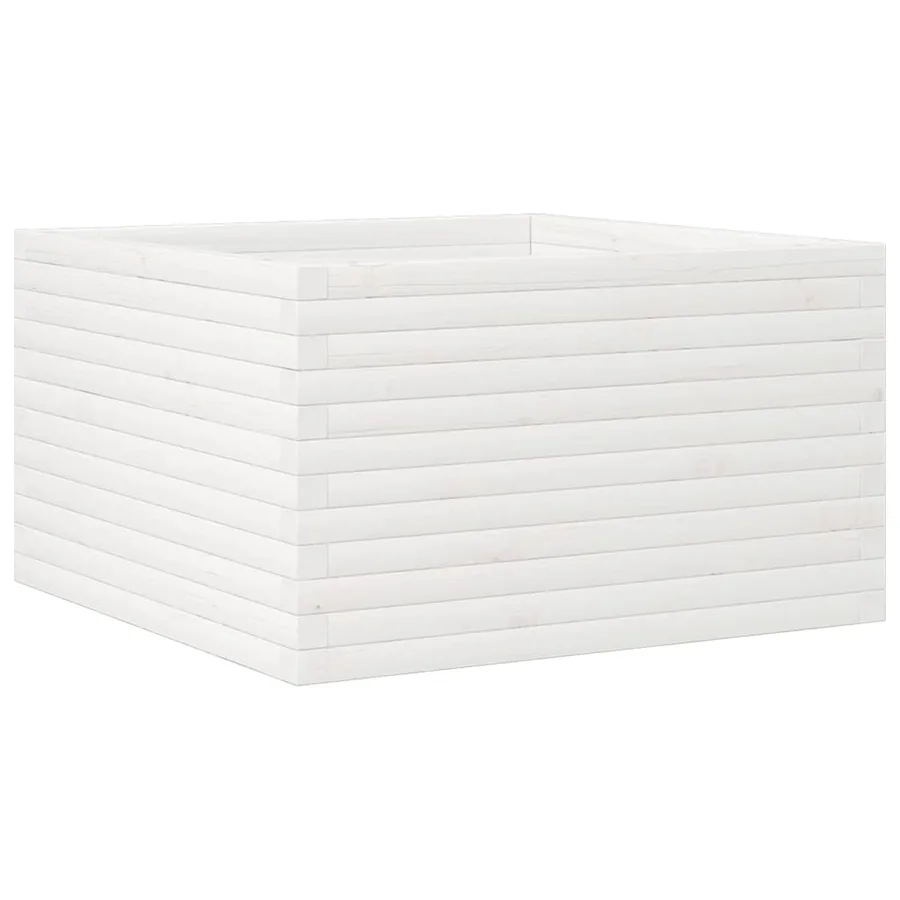 Jardinière blanc 80x80x45,5 cm bois de pin massif - 2