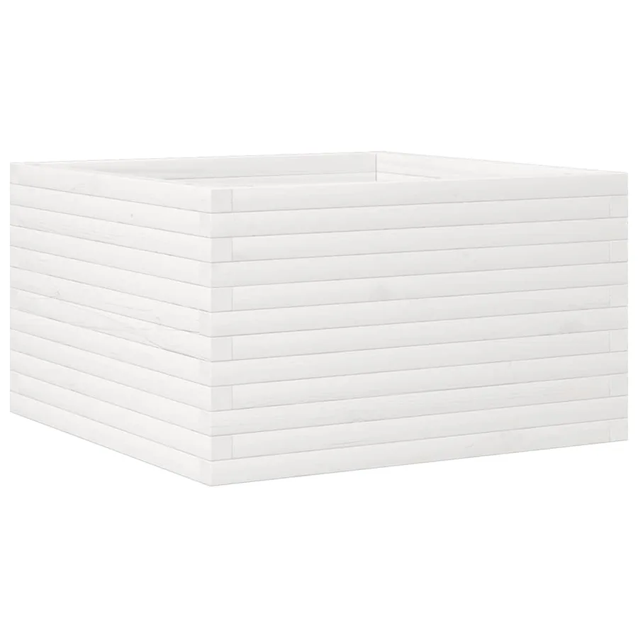 Jardinière blanc 80x80x45,5 cm bois de pin massif - 7