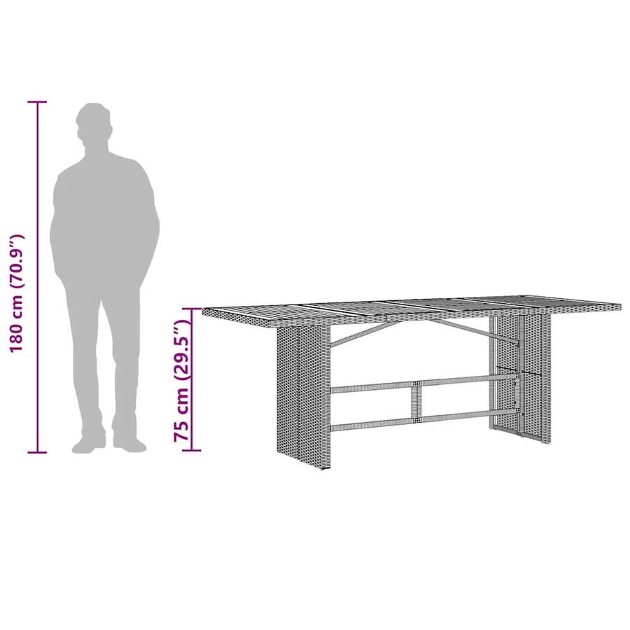 Table de jardin avec dessus en verre gris résine tressée - 10