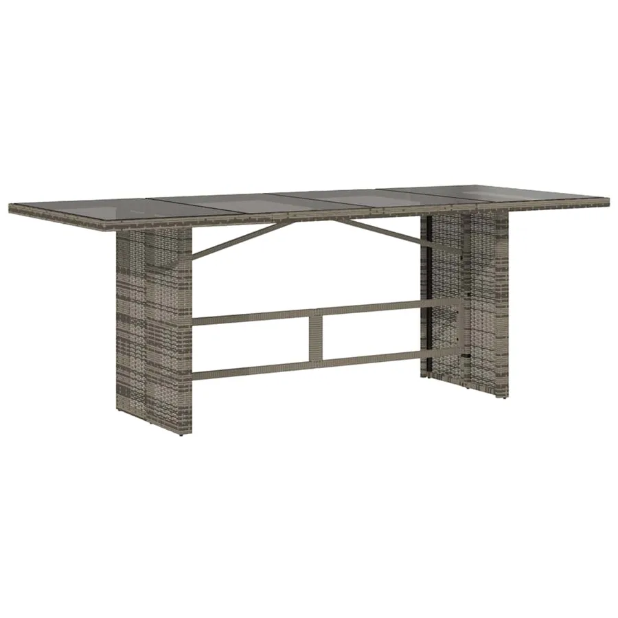 Table de jardin avec dessus en verre gris résine tressée - 2
