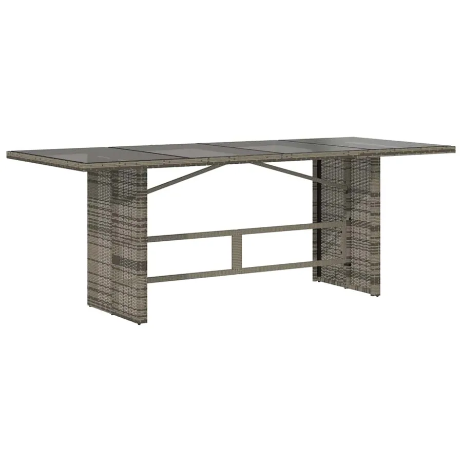 Table de jardin avec dessus en verre gris résine tressée - 6