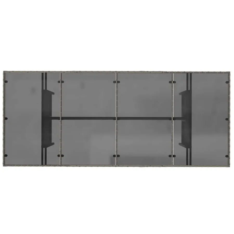 Table de jardin avec dessus en verre gris résine tressée - 7