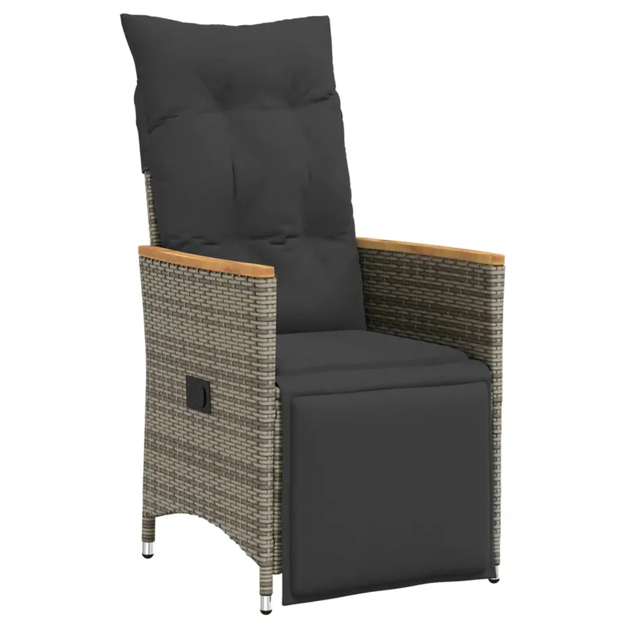 Ensemble de bistro de jardin 3 pcs coussins gris poly rotin - 3