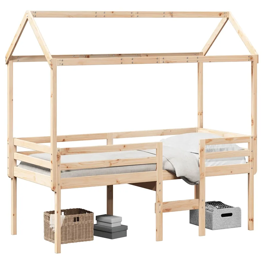 Lit haut sans matelas 90x200 cm bois de pin massif - 2