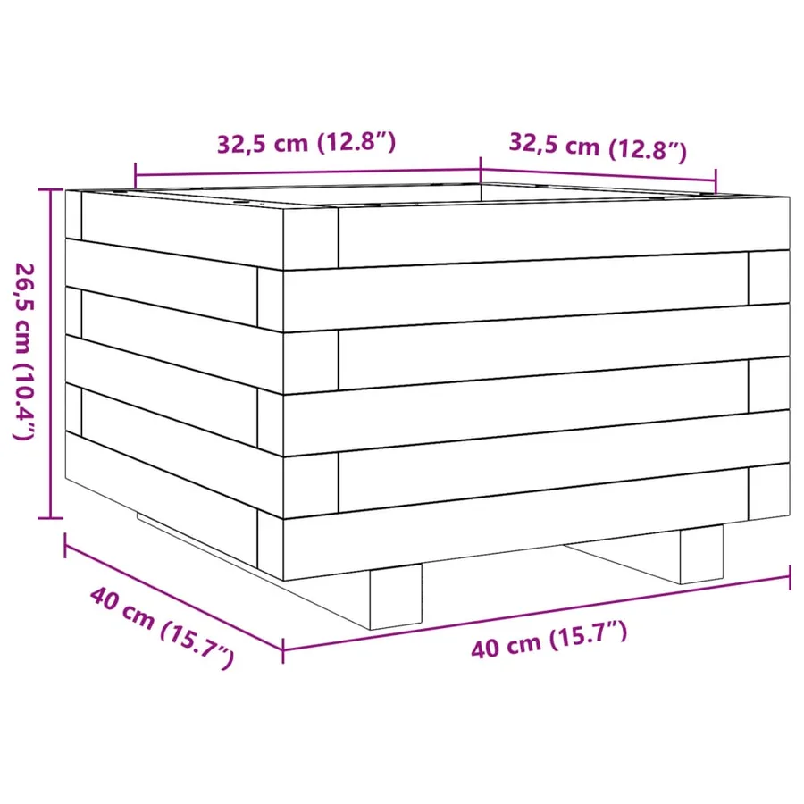 Jardinière 40x40x26,5 cm bois de pin imprégné - 10