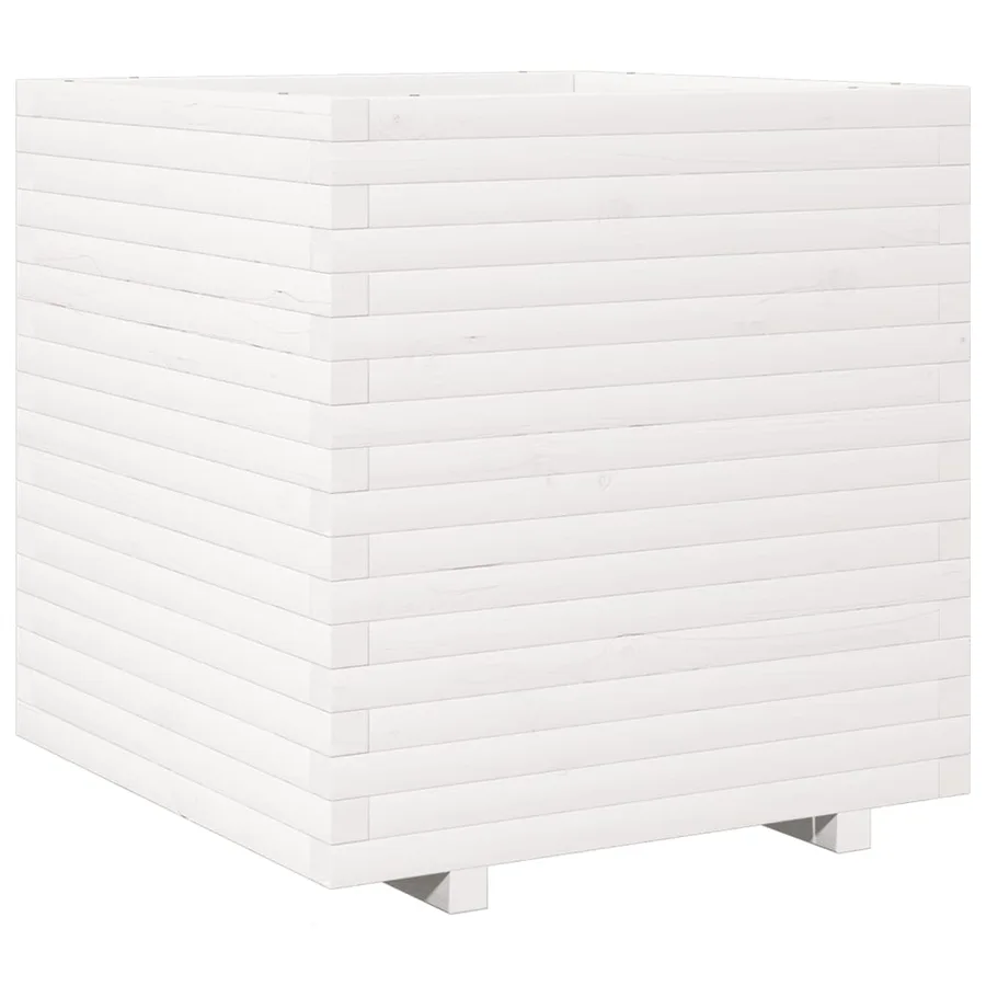 Jardinière blanc 70x70x72 cm bois de pin massif - 2