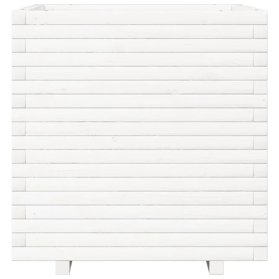 Jardinière blanc 70x70x72 cm bois de pin massif - 5