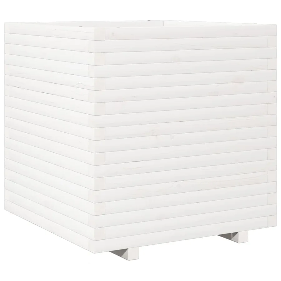 Jardinière blanc 70x70x72 cm bois de pin massif - 7