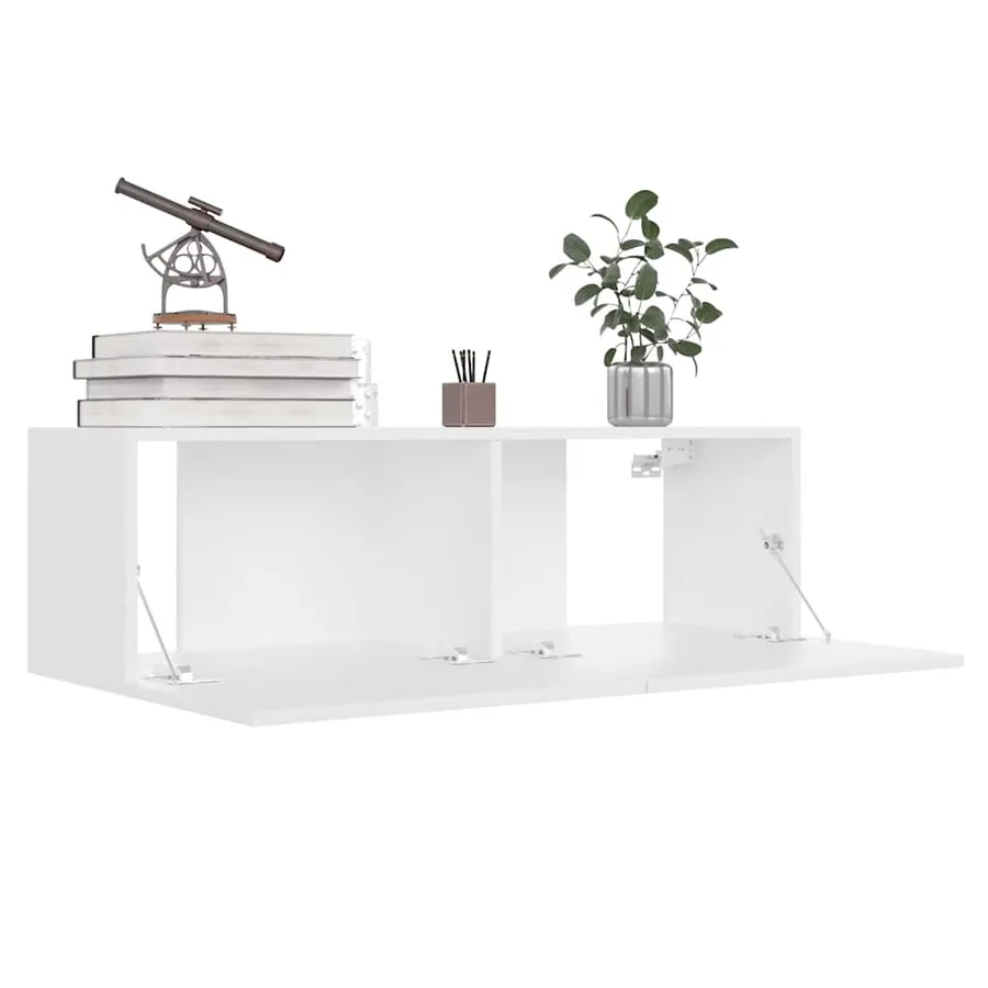 Meuble TV Blanc 100x30x30 cm Bois d’ingénierie - 4